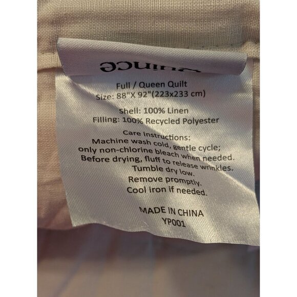 Quince European Linen Cotton Stitch Quilt 3PC Set Color Natural Size Full/Queen - Picture 6 of 9